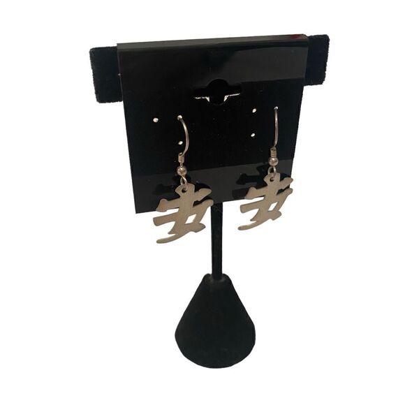 Vintage Sterling Silver Asian Inspired Dangle Earrings. - Picture 2 of 6